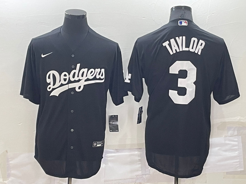 Men's Black Los Angeles Dodgers #3 Chris Taylor Cool Base Stitched Baseball Jersey